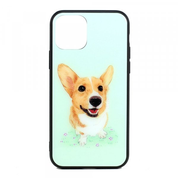 Wholesale iPhone 11 Pro (5.8in) Design Tempered Glass Hybrid Case (Corgi Dog)